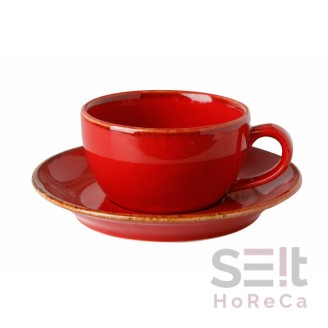 Чашка чайна 207 мл з блюдцем 15 см Seasons Red, Porland