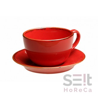 Чашка чайна 320 мл з блюдцем 15 см Seasons Red, Porland
